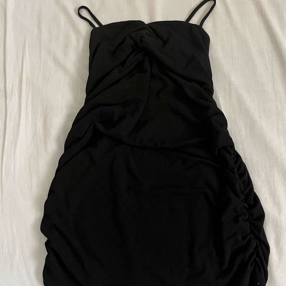 Elegant Black Ruched Dress